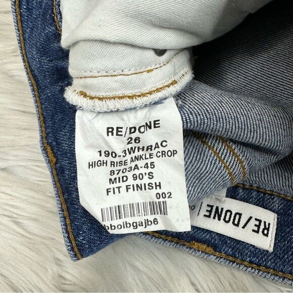 Re/Done Women's High Rise‎ Ankle Crop Mid 90s Fit Finish Skinny Jeans W26-28/L26 - Picture 6 of 10
